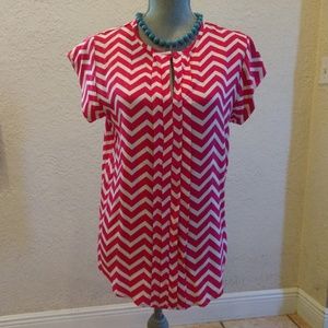 Pink and White Chevron Blouse